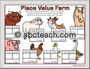 Place Value Farm – Dice Mat Math Game