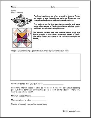 American Patchwork Geometry (upper elem/middle) Worksheet