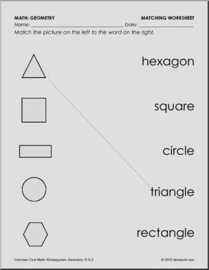 Geometry Flat Shapes – Picture to Word Matching Math