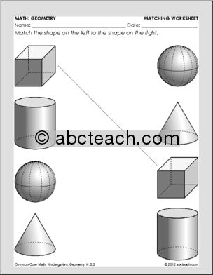 Geometry Solid Shapes – Picture to Picture Matching Math