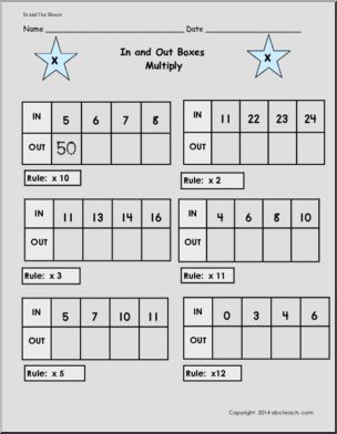 Multiply (1-20) In and Out Boxes