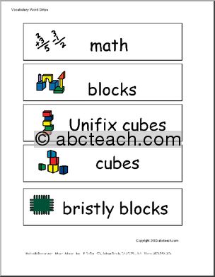 Math Manipulatives (pictures) Word Wall