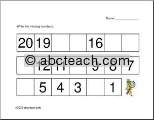 Missing Number Count Backwards (kindergarten/primary) Math