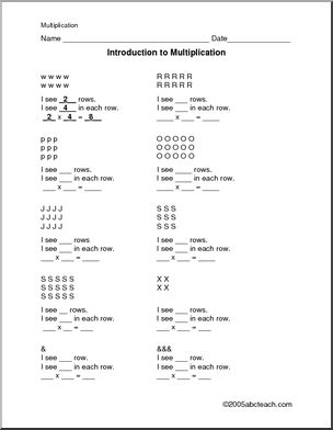 Introduction to Multiplication Worksheet