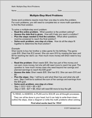 Rules and Practice – Multiple-Step Word Problems (upper elem) Math