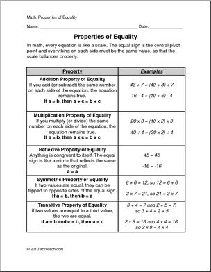 Interactive: Flipchart: Math: Properties of Equality