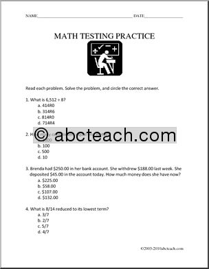 Math (4-6 grade) Testing Practice