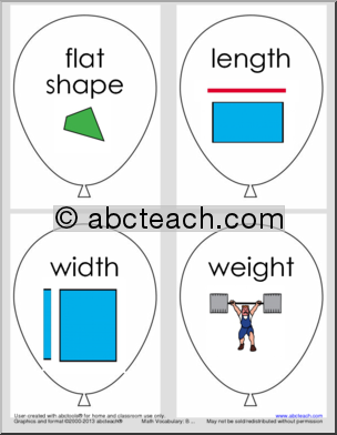 Math – Balloon Vocabulary (kdg) Bulletin Board