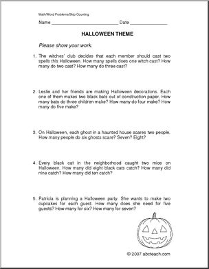 Word Problems: Halloween Skip Counting (elem)