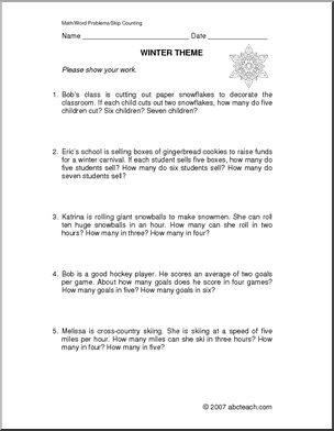 Winter Skip Counting (elem) Word Problems