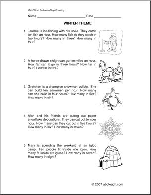 Word Problems: Winter Skip Counting (primary)