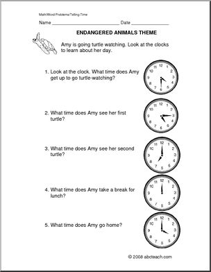 Word Problems: Telling Time (primary)