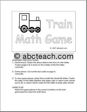 Train Addition Board Game (b/w)
