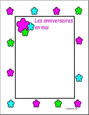 French: Affiche pour montrer les anniversaires en mai