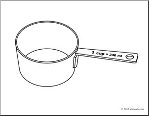 Clip Art: Measuring Cups: One Cup (coloring page)