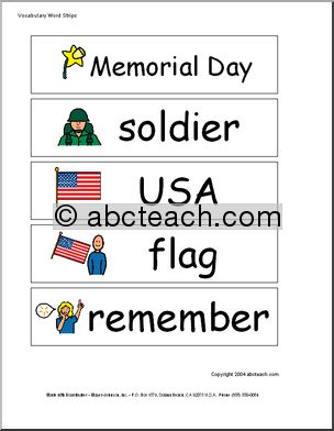 Word Wall: Memorial Day (pictures)