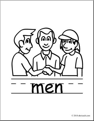 Clip Art: Basic Words: Men B&W (poster)