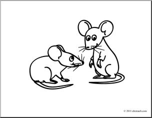 Clip Art: Basic Words: Mice (coloring page)