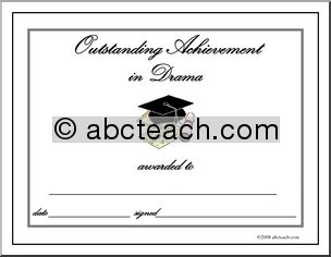 Certificate: Outstanding Achievement Award – Drama
