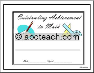 Certificate: Outstanding Achievement Award – Math
