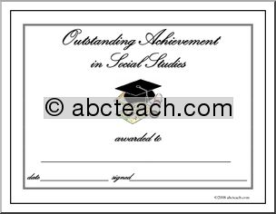 Certificate: Outstanding Achievement Award – Social Studies