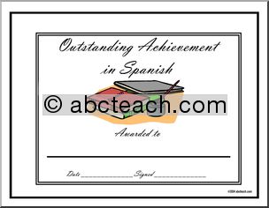 Certificate: Outstanding Achievement Award – Spanish