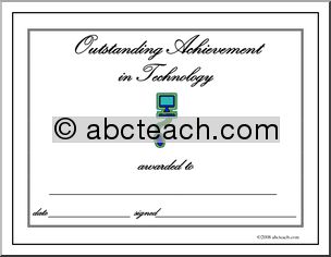 Certificate: Outstanding Achievement Award – Technology