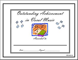 Certificate: Outstanding Achievement Award – Vocal Music