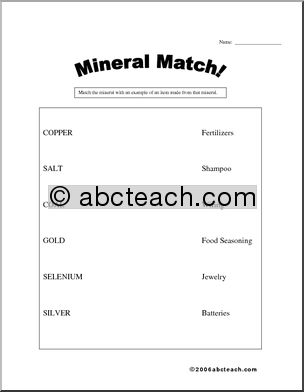 Worksheet: Mineral Matching (elementary)