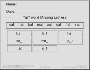 Missing Letters “at” words