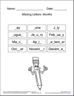 Missing Letters: Months