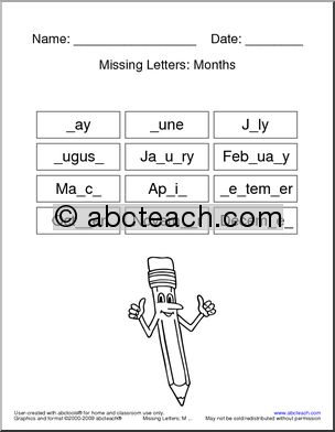 Missing Letters: Months