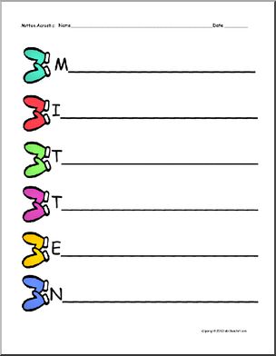 Mitten (elementary) Acrostic Form