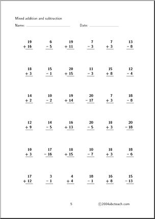 Worksheet: Mixed Practice (1-20) Set 3 – Abcteach