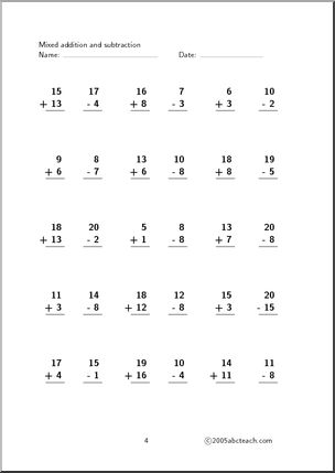 Worksheet: Mixed Practice (1-20) Set 8 | Abcteach