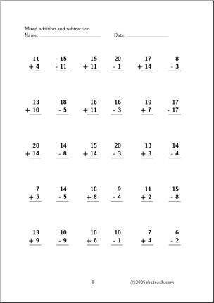 Worksheet: Mixed Practice (1-20) Set 8 | Abcteach