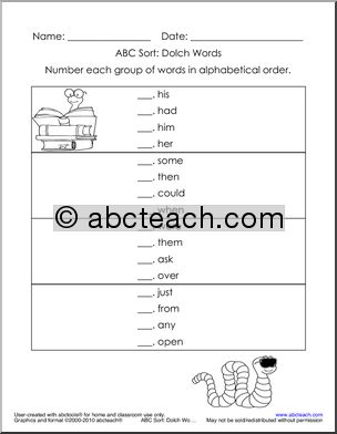 First Grade Level Set 1′ Dolch Activity Pages