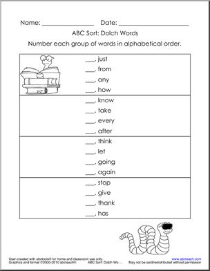 First Grade Level Set 2′ Dolch Activity Pages