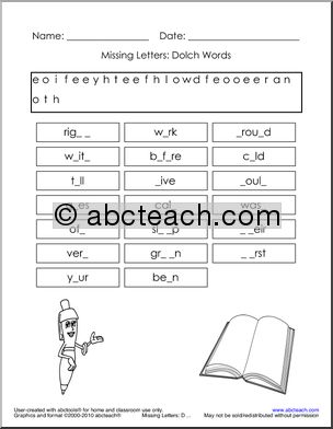Second Grade Level Set 1′ Dolch Activity Pages