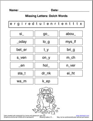 Third Grade Level Set 1′ Dolch Activity Pages