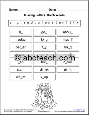 Third Grade Level Set 1′ Dolch Activity Pages