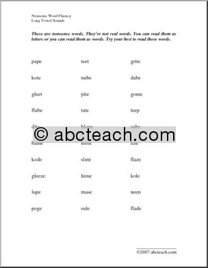 Testing Practice: Nonsense Words (long vowels 1)