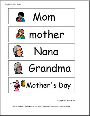 Word Wall: Mother’s Day (pictures)