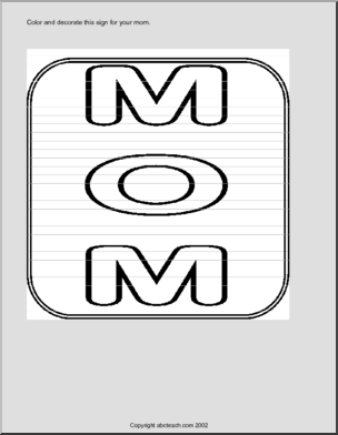Coloring Page: Mom Sign