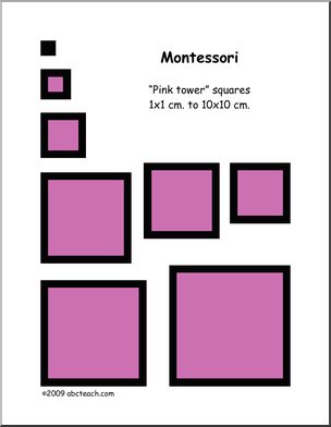 Pink Tower Squares (for Montessori) – thick outline