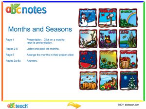 Interactive: Notebook: Audio: Months and Seasons (Early Reader, ESL, Special Needs)