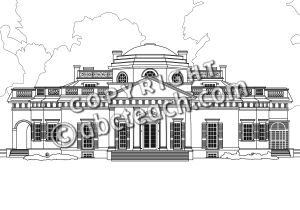 Clip Art: Monticello (coloring page)