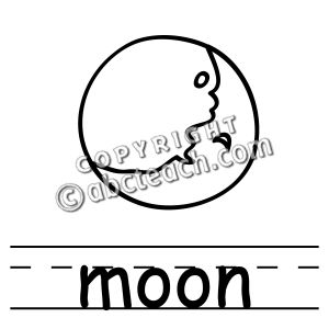 Clip Art: Basic Words: Moon B&W (poster)