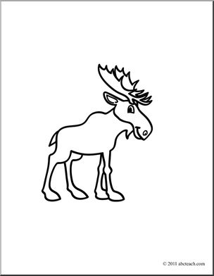 Clip Art: Basic Words: Moose (coloring page)