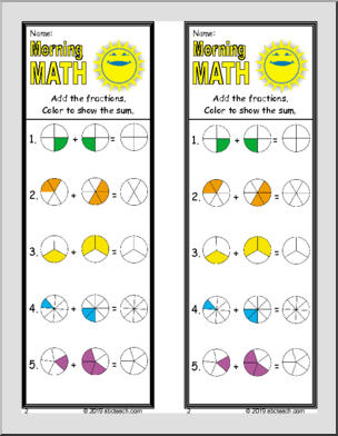 Morning Math Weekly Set – Adding & Subtracting Like Fractions
